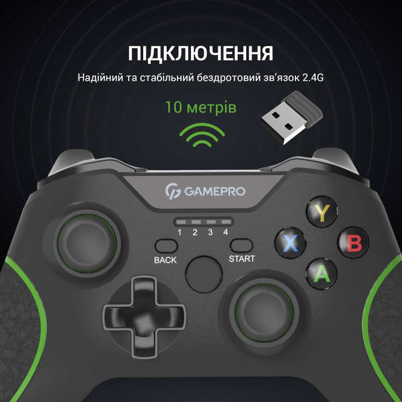 Геймпад GamePro MG650B PS3/Android Wireless Black/Green (MG650B)