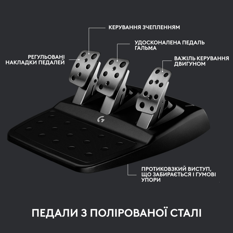 Кермо та педалі Logitech G923 Trueforce Racing Wheel and Pedals (941-000158) Black