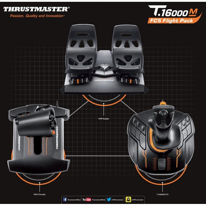 Джойстик ThrustMaster T.16000M FC Flight Pack Black/Orange (2960782)