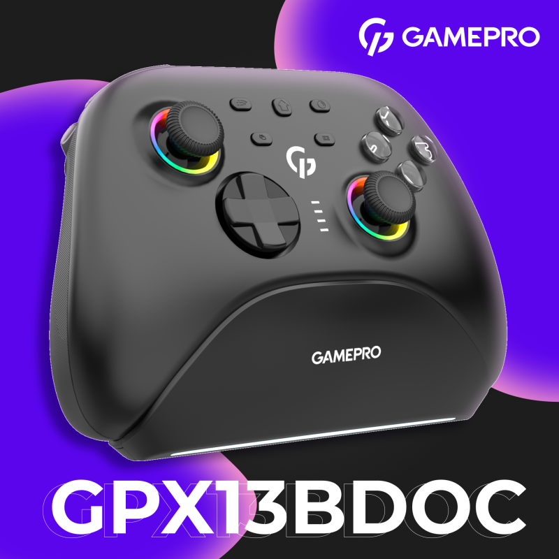 Бездротовий геймпад GamePro із зарядною станцією GPX13BDOC Black