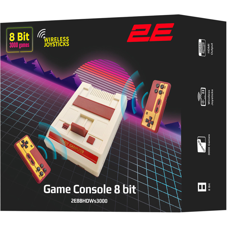 Ігрова консоль 2Е 8bit з бездротовими геймпадами, HDMI, 3000 ігор (2E8BHDWS3000)