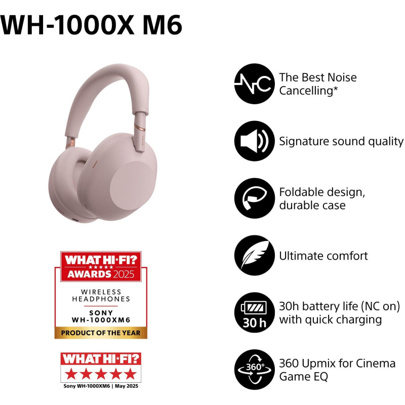 Навушники Sony WH-1000XM6 Sand Pink (WH1000XM6P.E)