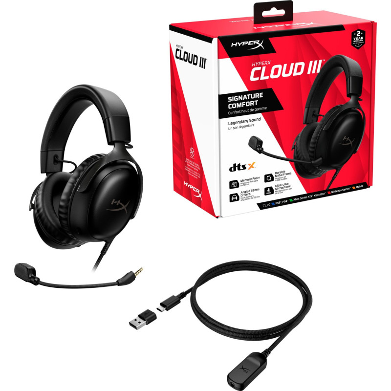 Навушники HyperX Cloud III 3.5mm/USB-A/USB-C Black (727A8AA)