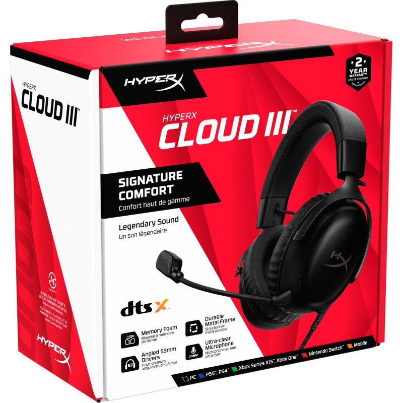 Навушники HyperX Cloud III 3.5mm/USB-A/USB-C Black (727A8AA)