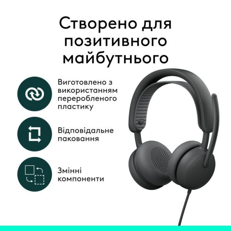 Навушники Logitech Zone Wired 2 for Business USB Graphite TEAMS version (981-001615)