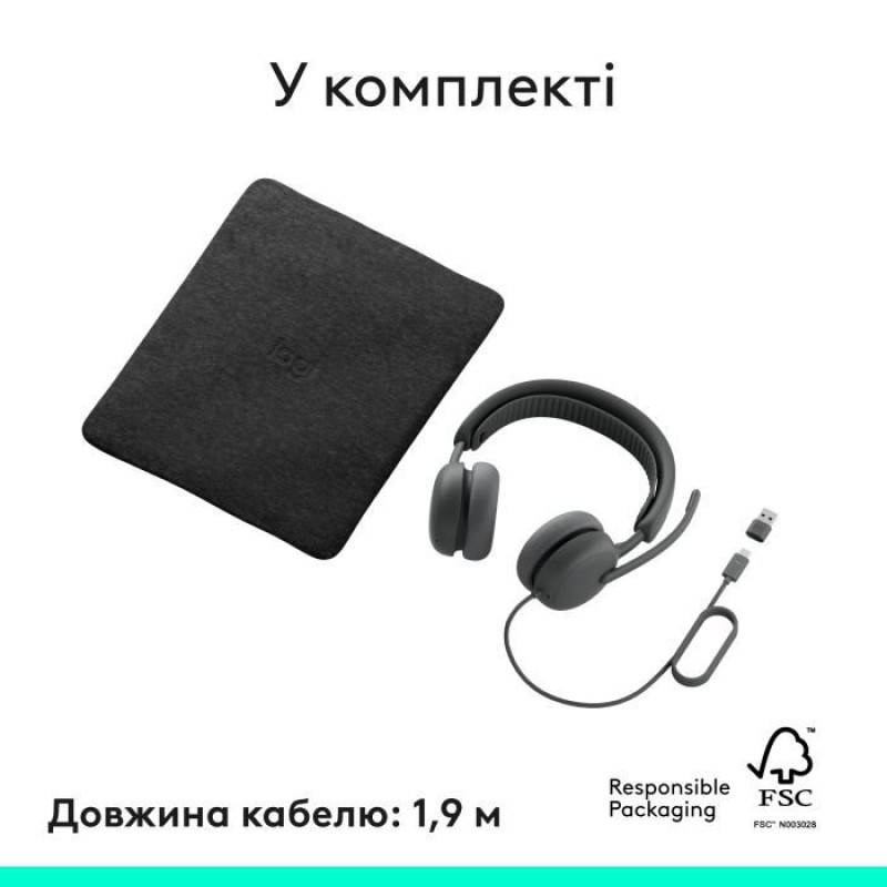 Навушники Logitech Zone Wired 2 for Business USB Graphite TEAMS version (981-001615)