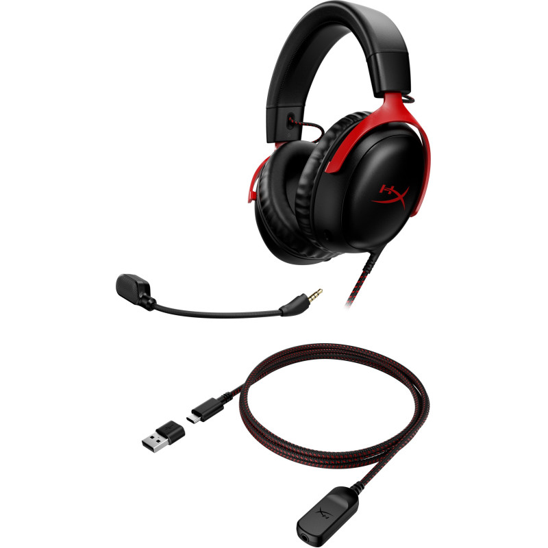 Наушники HyperX Cloud III 3.5mm/USB-A/USB-C Black/Red (727A9AA)
