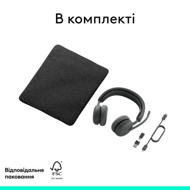 Навушники Logitech Zone Wireless 2 ES for Business Graphite UC version (981-001498)