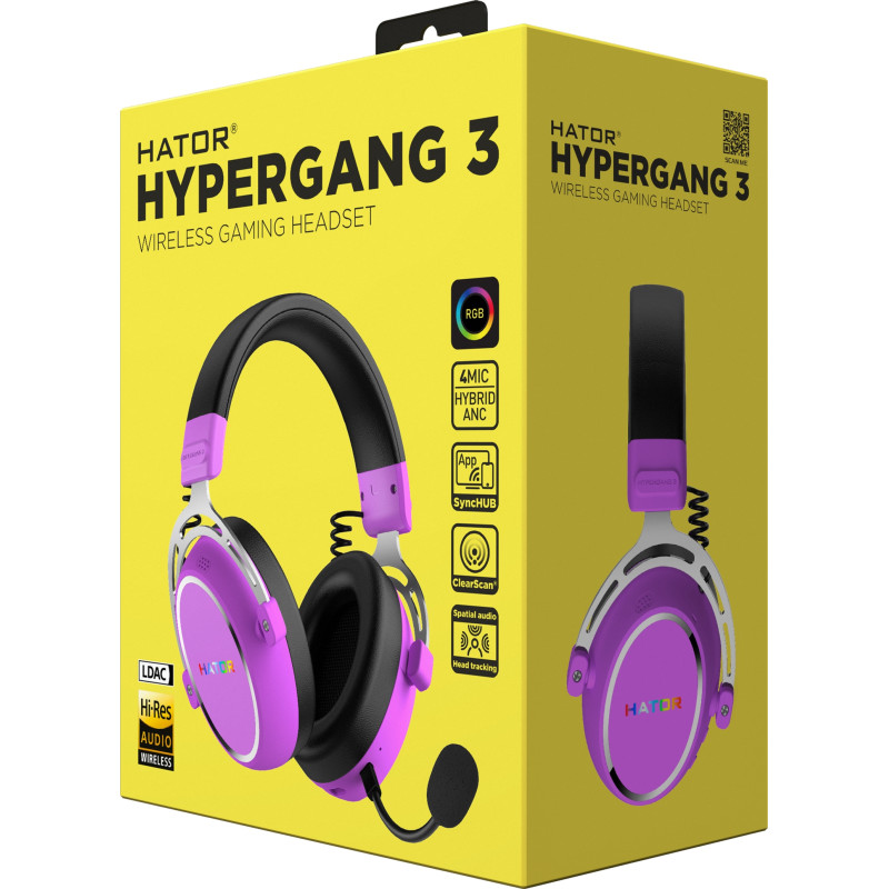 Навушники HATOR Hypergang 3 Hi-Res SyncHUB Wireless Cyber violet (ESH52)