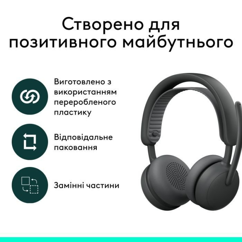 Навушники Logitech Zone Wireless 2 ES for Business Graphite without receiver (981-001512)