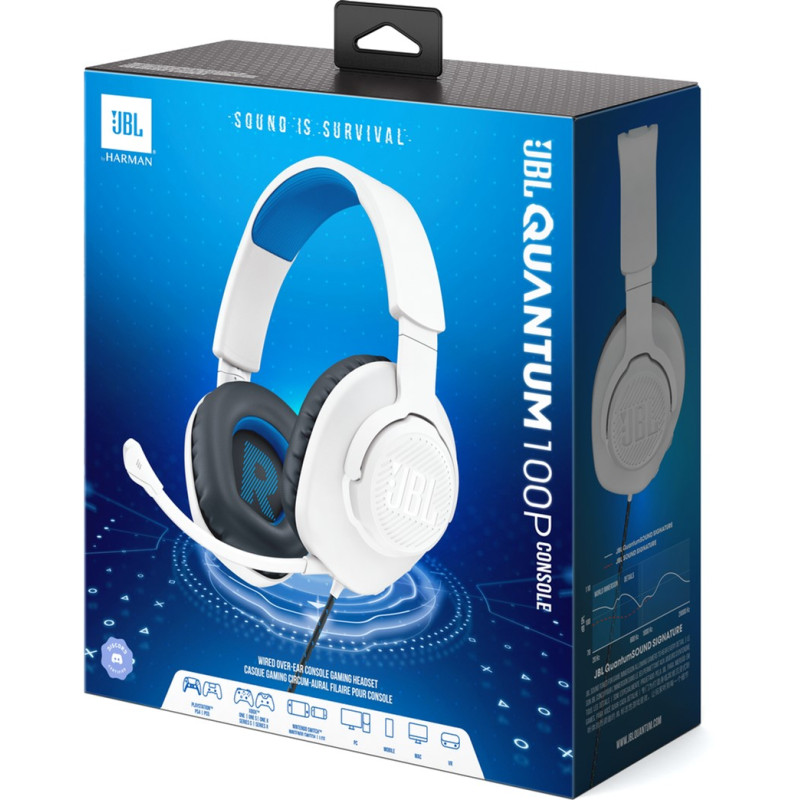 Навушники JBL Quantum 100P for PS White (JBLQ100PWHTBLU)