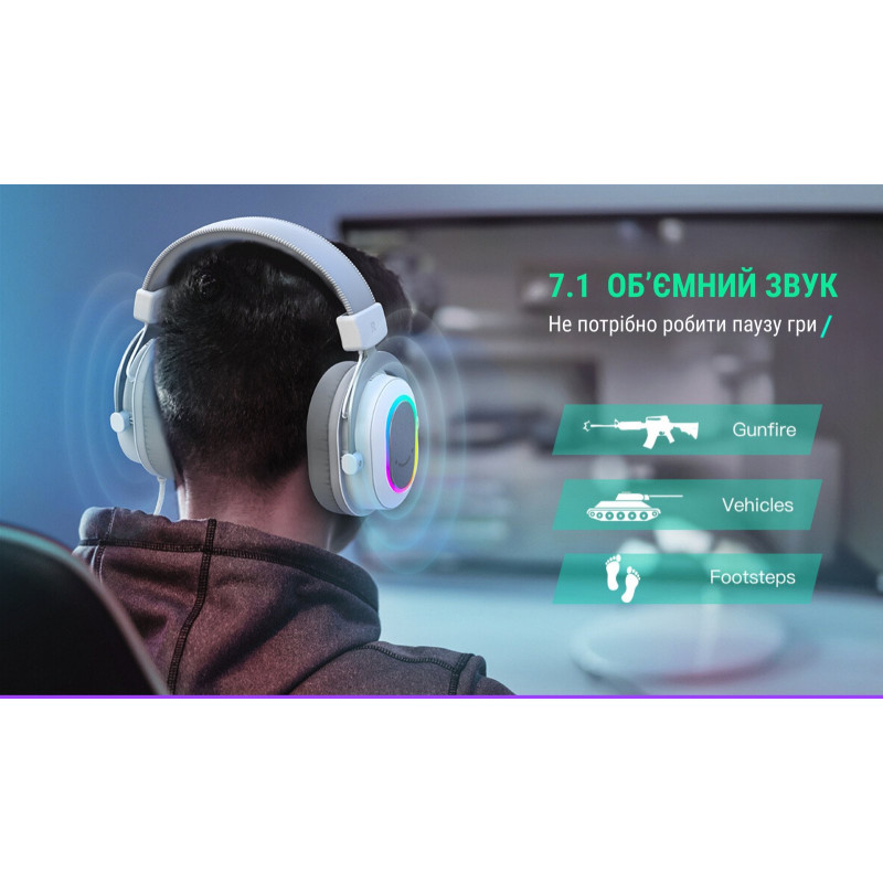 Навушники Fifine H6 RGB 7.1 White (H6W)