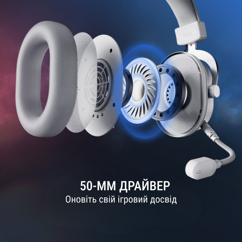 Навушники Fifine H6 RGB 7.1 White (H6W)