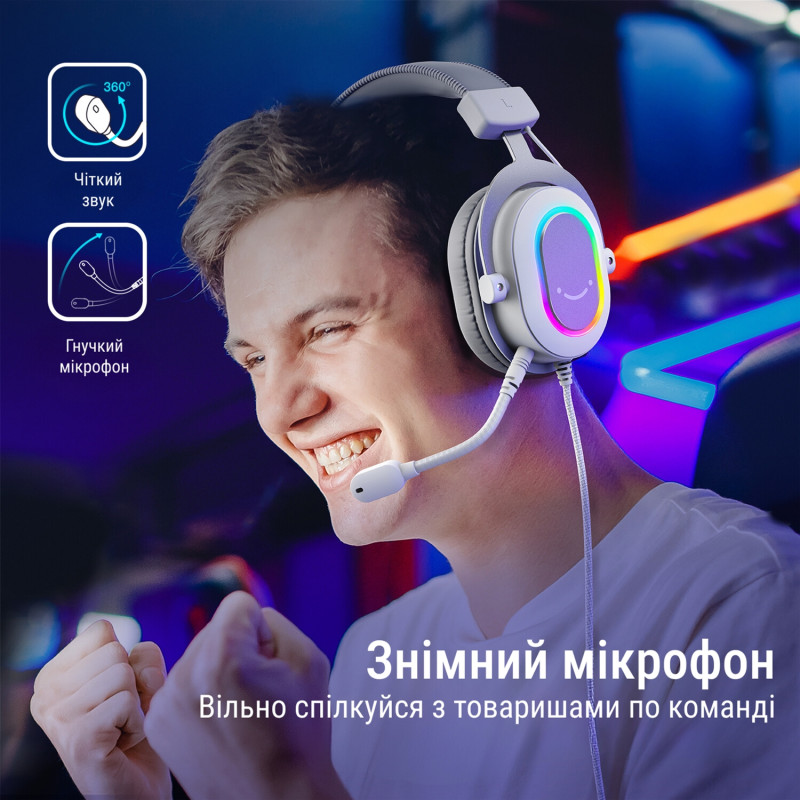 Навушники Fifine H6 RGB 7.1 White (H6W)