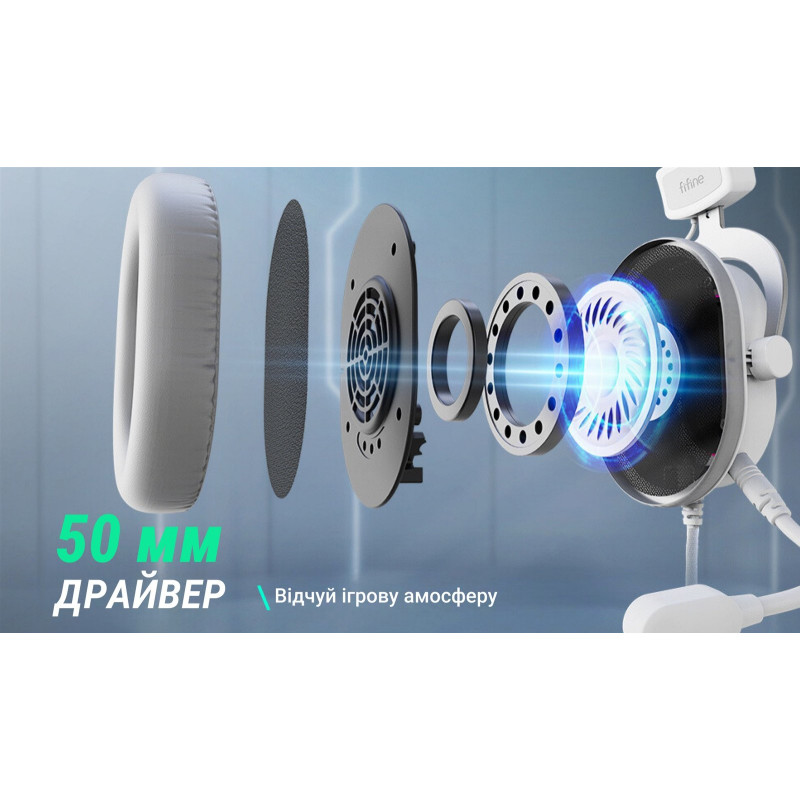 Навушники Fifine H6 RGB 7.1 White (H6W)