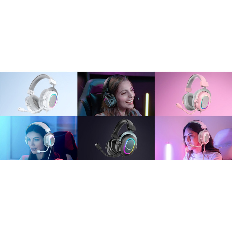 Навушники Fifine H6 RGB 7.1 White (H6W)