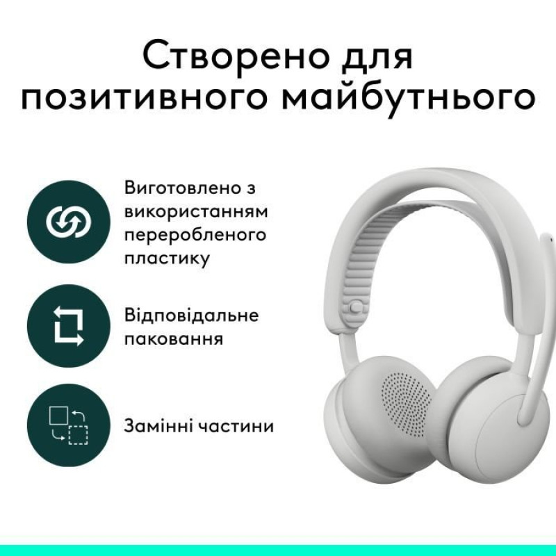 Навушники Logitech Zone Wireless 2 ES for Business Off-White TEAMS version with receiver (981-001520)