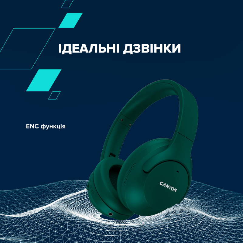 Навушники Canyon OnRiff 10 ANC Green (CNS-CBTHS10GN)