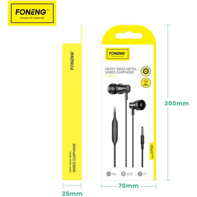Гарнітура Foneng EP500 heavy bass metal remote earphone (EP500-ER-HBM)