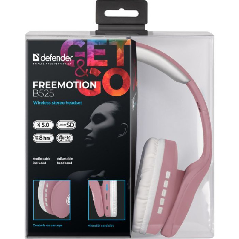 Навушники Defender FreeMotion B525 White-Pink (61525)