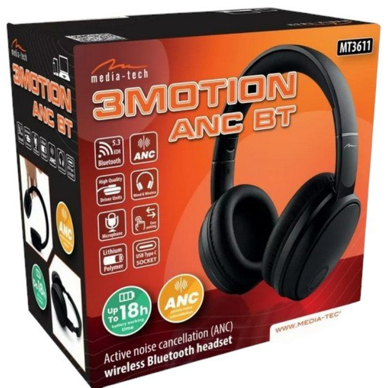 Навушники Media-Tech 3MOTION ANC BT MT3611 Black