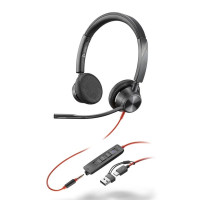 Гарнітура провідна Poly On-ear Blackwire 3325-M Black (8X222AA)