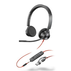 Гарнітура провідна Poly On-ear Blackwire 3325-M Black (8X222AA)