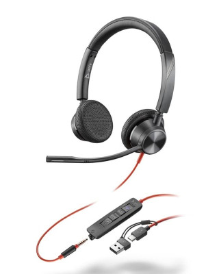 Гарнітура провідна Poly On-ear Blackwire 3325-M Black (8X222AA)