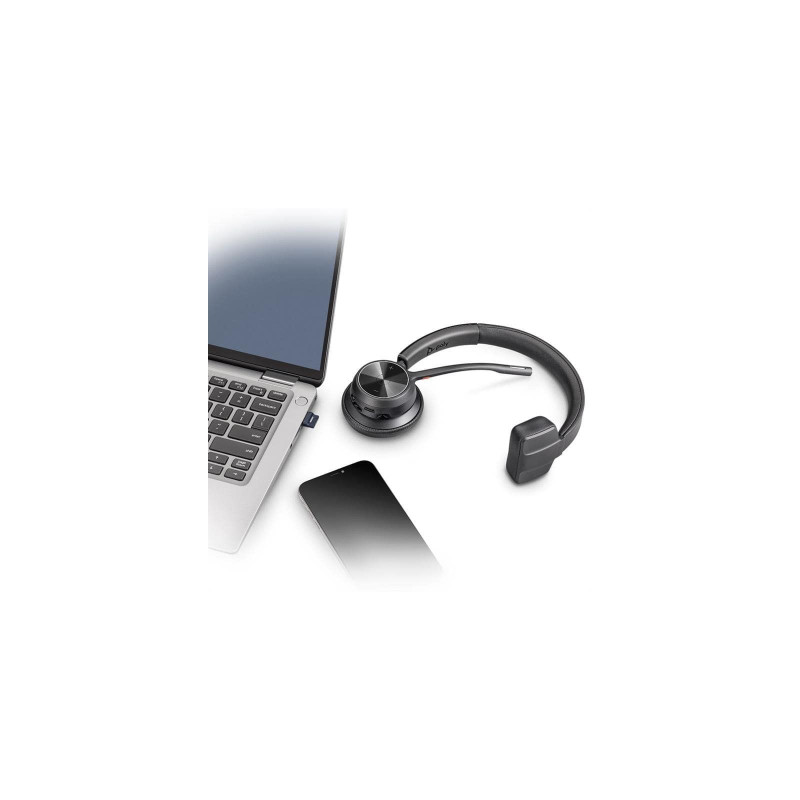 Бездротова гарнітура Poly On-ear Voyager 4310-M з адаптером BT700 Black (77Y91AA) сертифікат Microsoft Teams