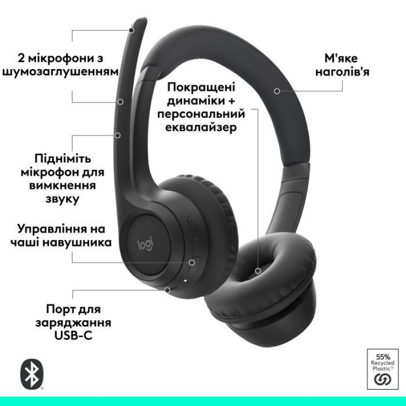 Навушники Logitech Zone 305 for Business Wireless/Bluetooth Direct Black (981-001458)