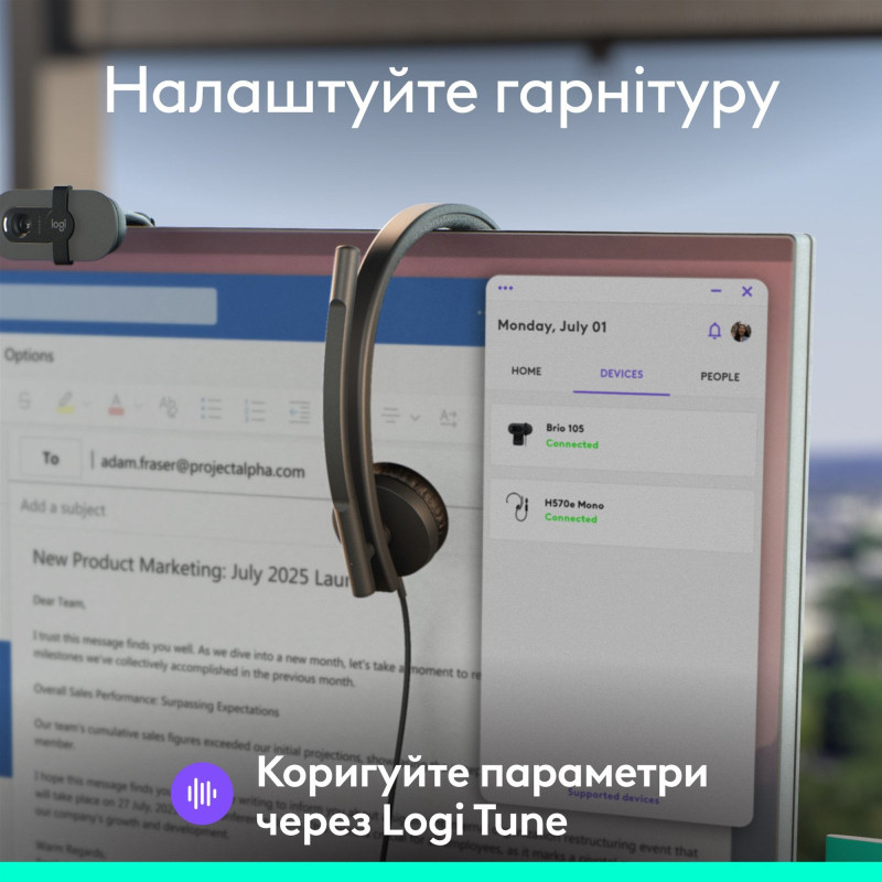 Навушники LOGITECH H570e Corded Mono BLACK-USB-A (981-001426)