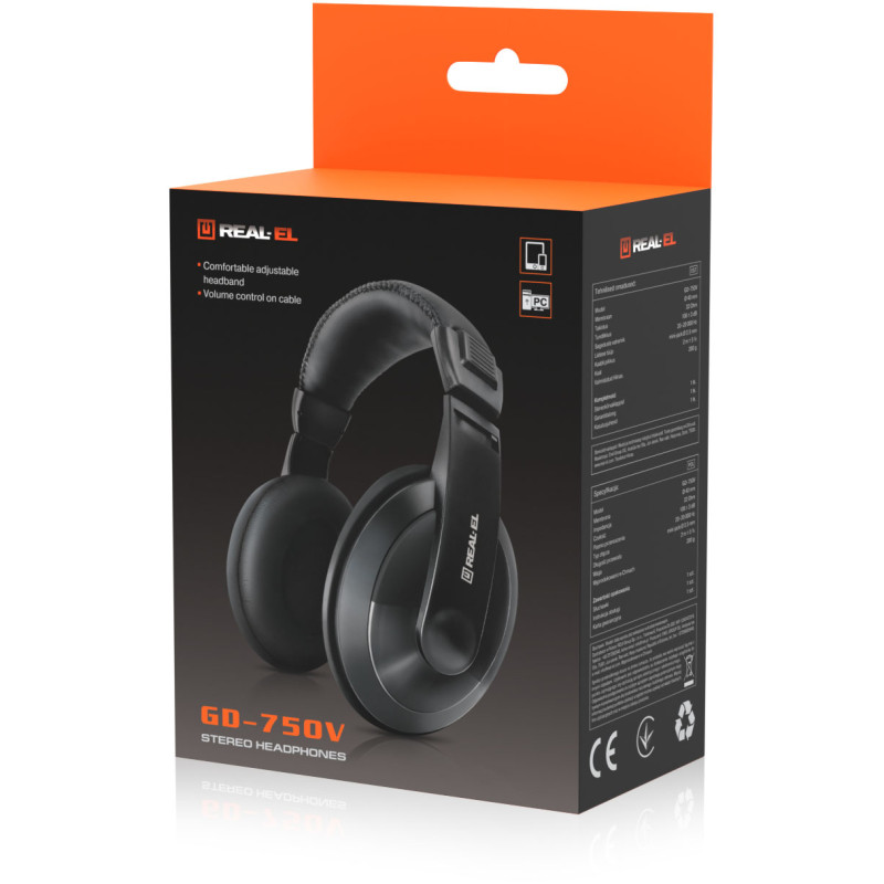Навушники REAL-EL GD-750V Black (EL124200015)