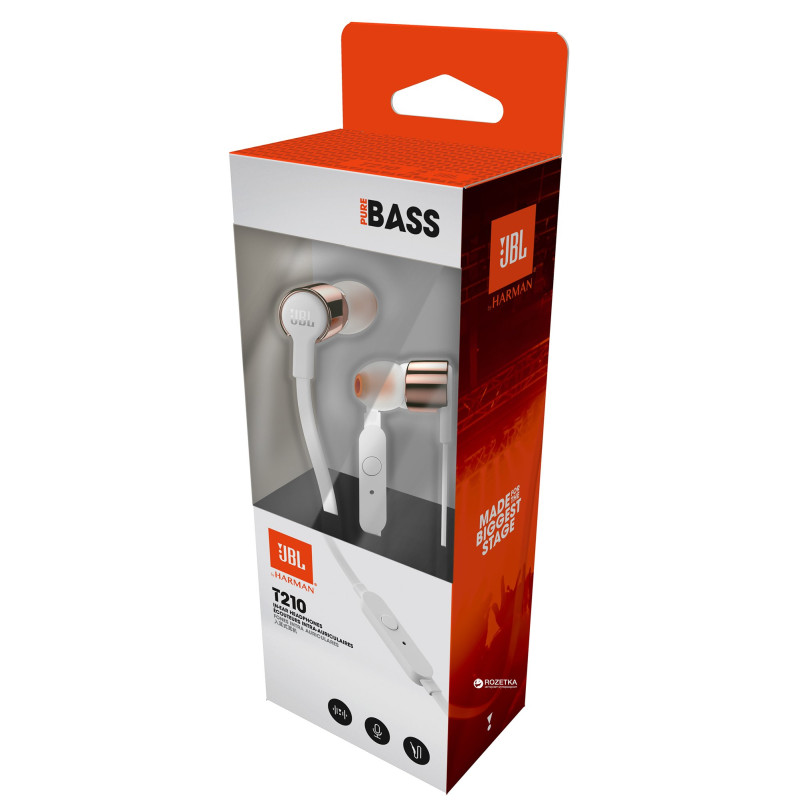 Навушники JBL T210 Rose Gold (JBLT210RGD)