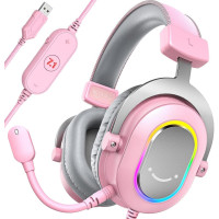 Навушники Fifine H6P RGB USB Pink