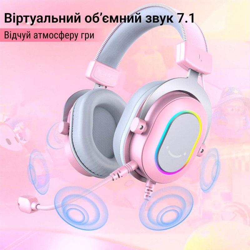 Навушники Fifine H6P RGB USB Pink
