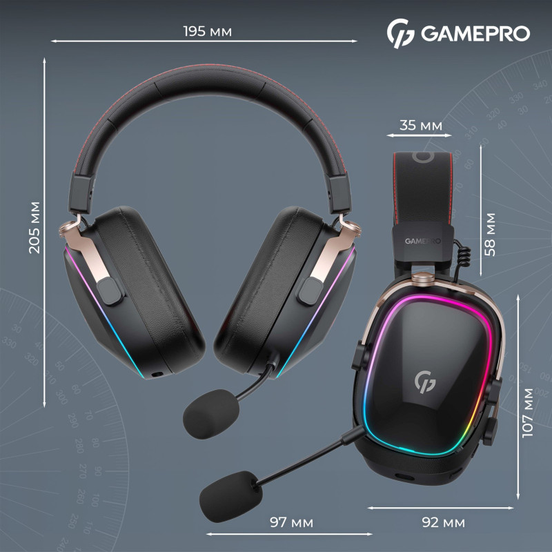 Навушники GamePro Asgard Valkyria Wireless RGB Tri-Mod Black (HSW249)