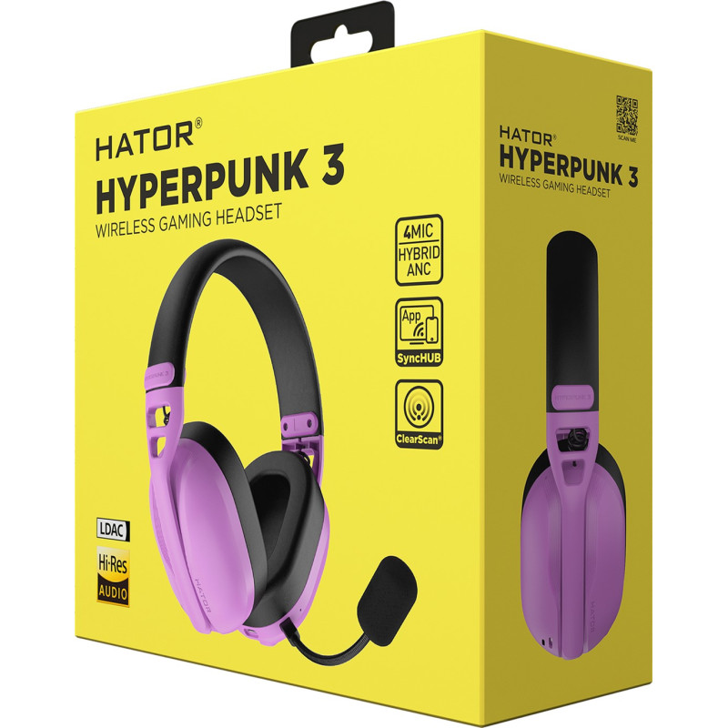 Навушники HATOR Hyperpunk 3 Hi-Res SyncHUB Wireless Cyber Violet (ESH19)