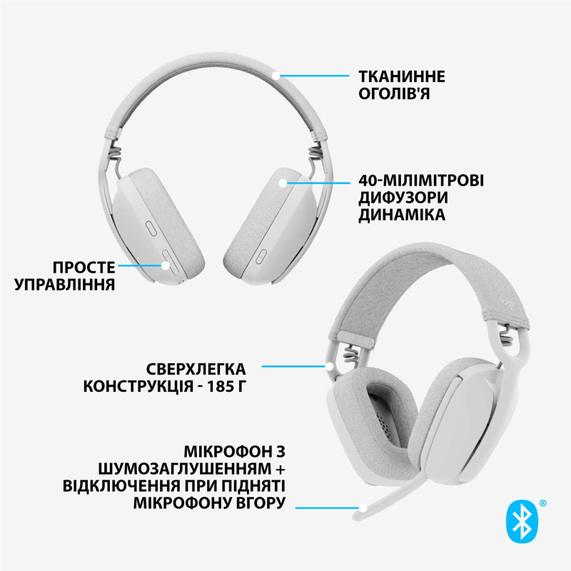 Наушники Logitech Zone Vibe 100 Wireless OffWhite (981-001219)