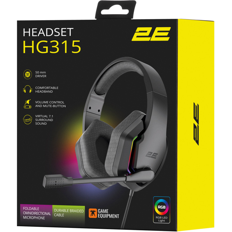 Наушники 2E GAMING HG315 RGB USB 7.1 Black (2E-HG315BK-7.1)