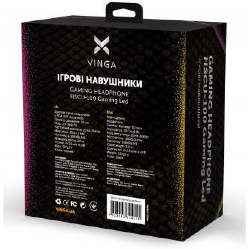 Наушники Vinga HSCU-100 Gaming LED Black (HSCU-100)