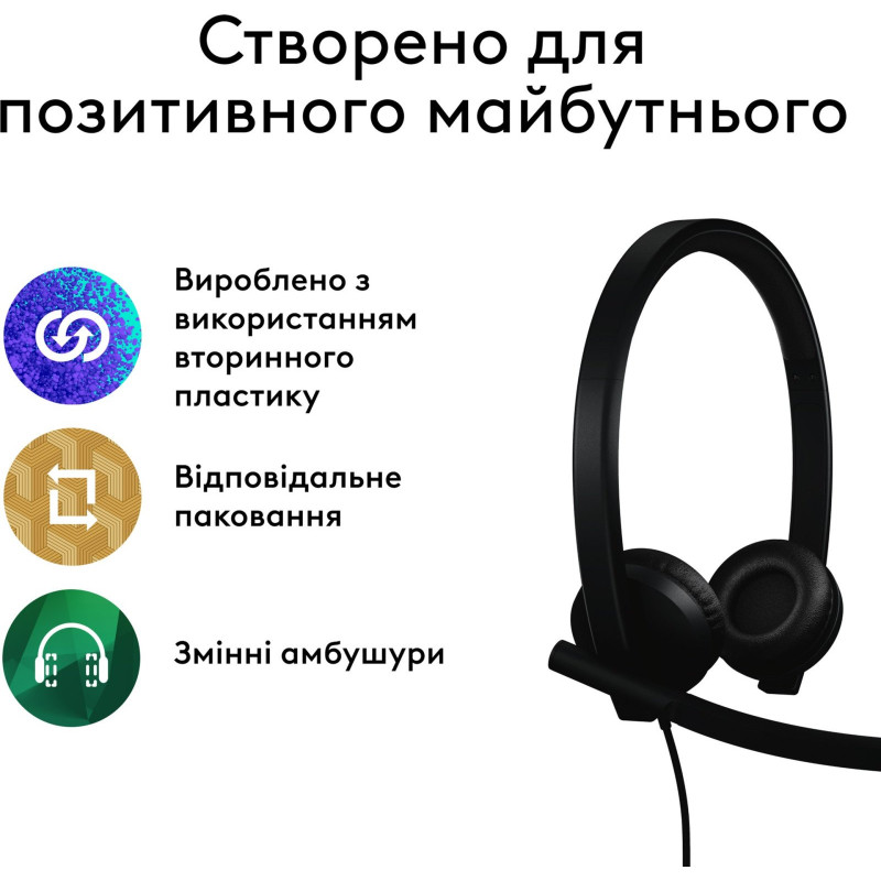 Навушники LOGITECH H570e Corded Stereo BLACK-USB-A (981-001430)
