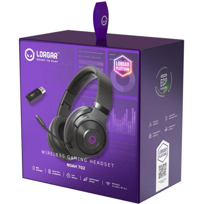 Навушники Lorgar Noah 702 Wireless Gaming Headset Black