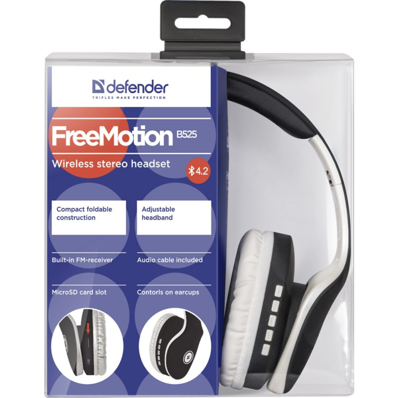 Навушники Defender FreeMotion B525 Bluetooth White-Black (63525)