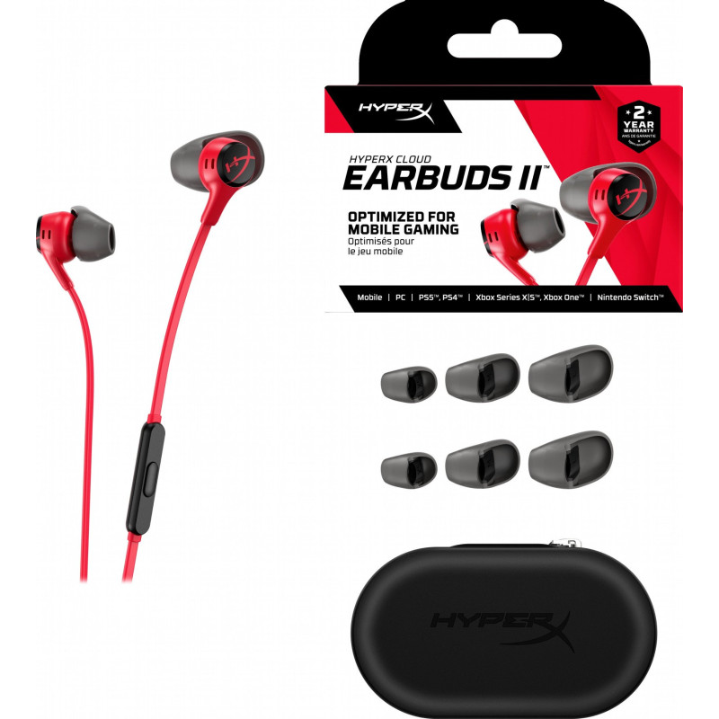 Навушники HyperX Cloud Earbuds II 3.5 мм Red (705L8AA)