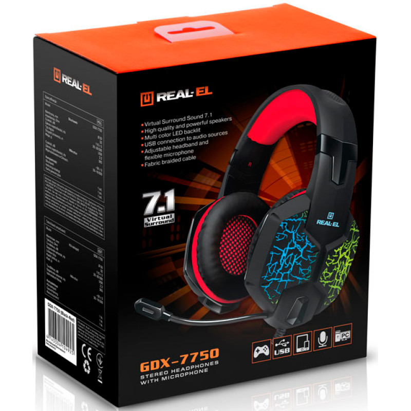 Навушники REAL-EL GDX-7750 Black-Red