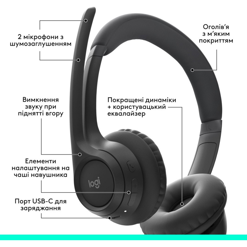 Навушники Logitech Zone 300 Wireless Black (981-001407)