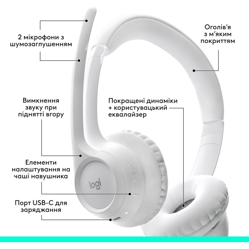 Наушники Logitech Zone 300 Wireless Off-White (981-001417)