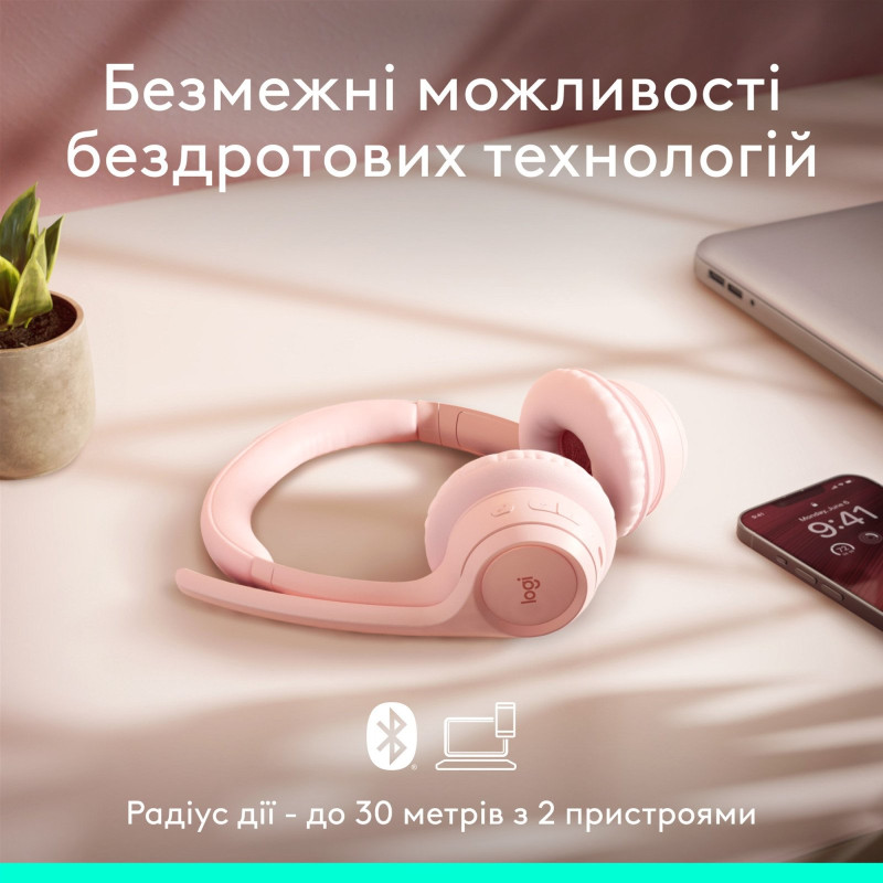 Навушники Logitech Zone 300 Wireless Rose (981-001412)