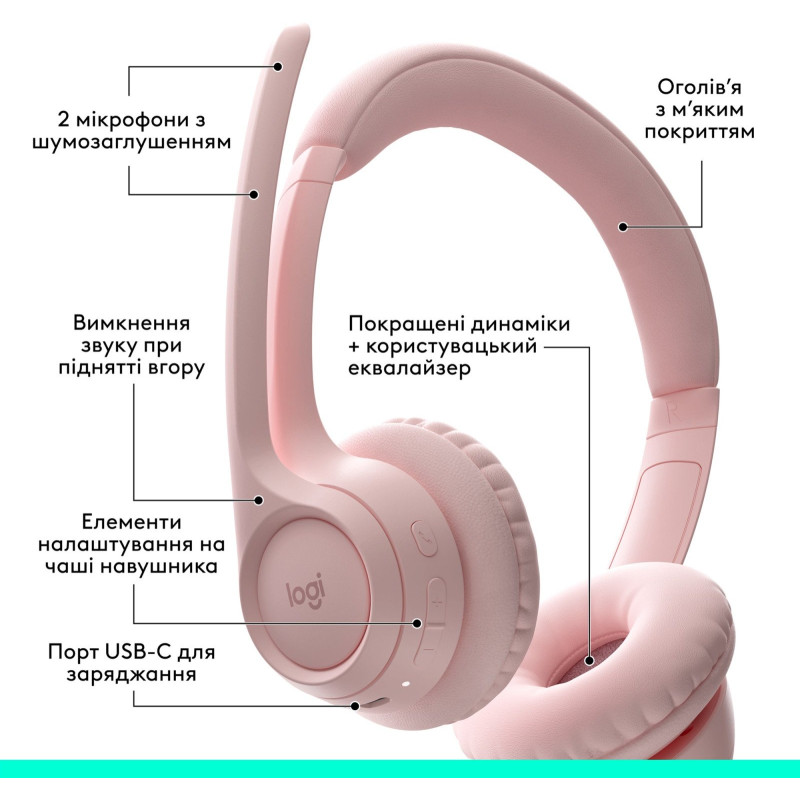Навушники Logitech Zone 300 Wireless Rose (981-001412)