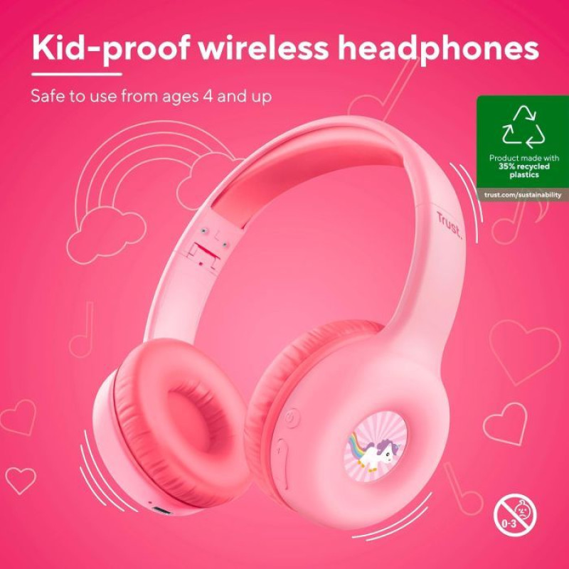 Навушники Trust Nouna Kids Wireless Pink (25274)